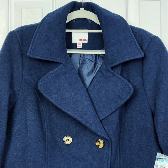 NWT Bongo Juniors' XL Preppy Navy Blue Double-Breasted Peacoat Jacket - Picture 2 of 16